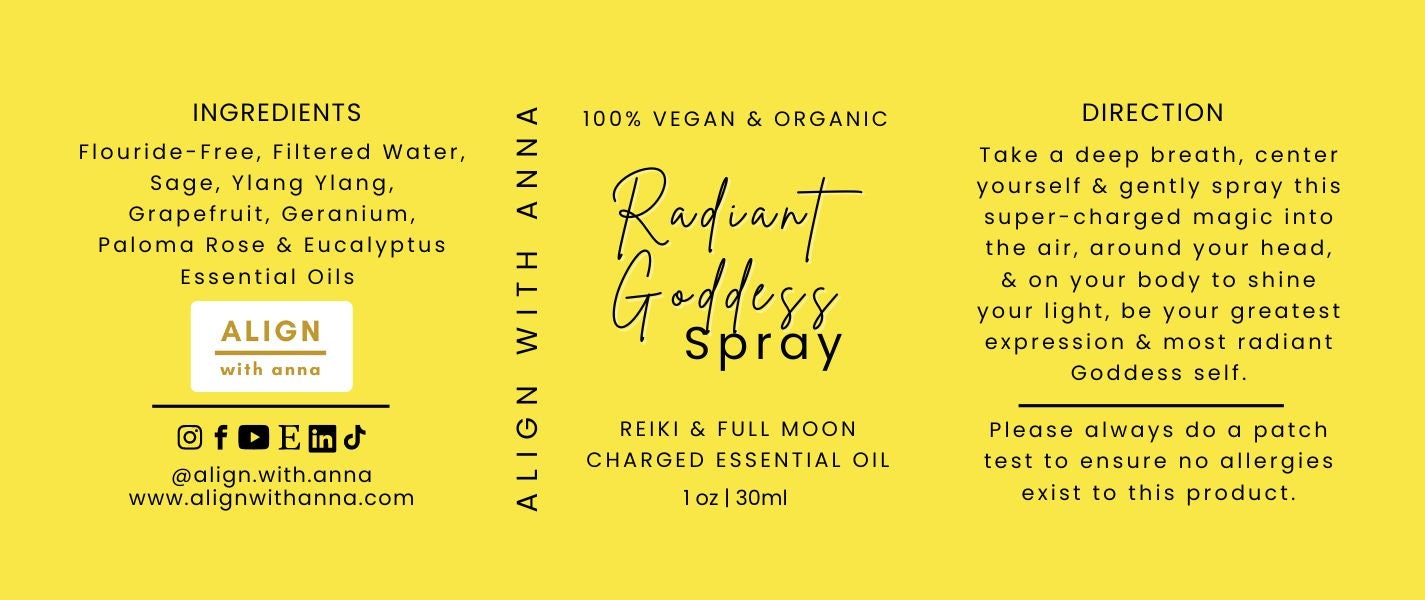 Radiant Goddess Spray Perfume from Natural Essential Oil Sage Grapefruit Eucalyptus Floral Botanical Spiritual Protective Oil Self Care